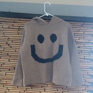 Brown Hoodie with Smiley Face & Hood